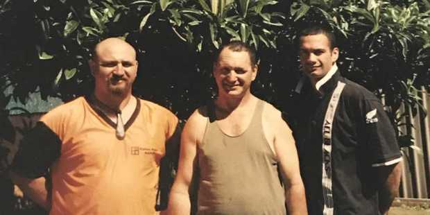 Jim Adams, centre, with his sons James Adams, left, and Dallas Adams. Both Jim and James died in workplace accidents. Photo / Supplied