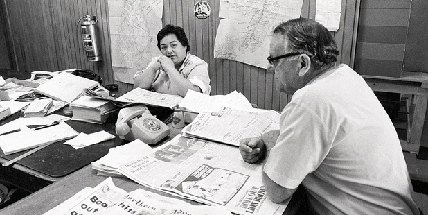 Mata Mihinui With Mike De Latour, chief sub-editor at The Daily Post in the late 1970s. Photo / Supplied