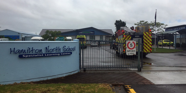 Emergency services were at Hamilton North School on Monday afternoon after a lightning strike hit the school. Photo / Nikki Preston