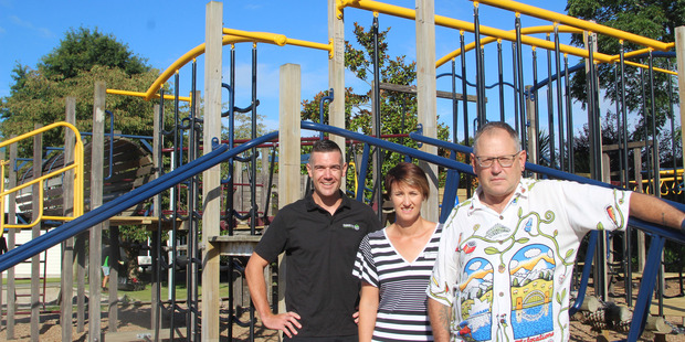 Gibson Housing construction manager Andrew Smith (left), Pekerau Primary School deputy principal Racheal Bell and Gisler Architects director Tim Gisler.