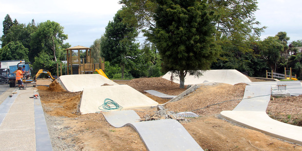 Final preparations for the Pop 'n' Good Bike Park and Pioneer Park Playground, opening on Friday, February 23.