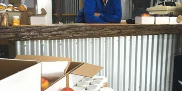 Orchardist Mike Darling in the Moorpark and Mulberry shop near Cromwell. Photos / Sally Rae