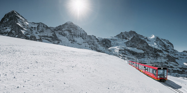 The train on its way to Jungfraujoch, the highest railway station in Europe.