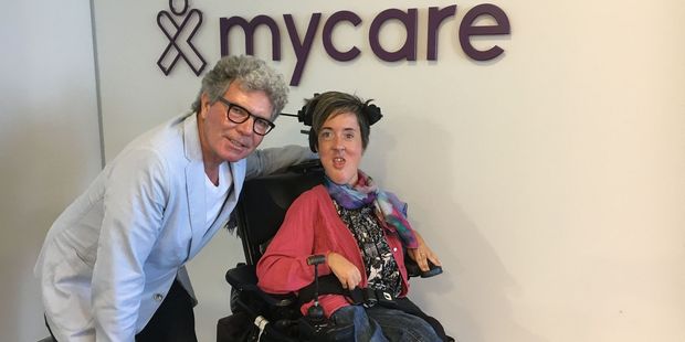 Tegan Morris with the founder of Mycare Chris Mathews. Photo / Supplied
