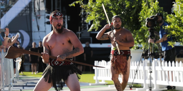 The Volvo Ocean Race village opened with a pōwhiri this morning. Photo / Michael Craig