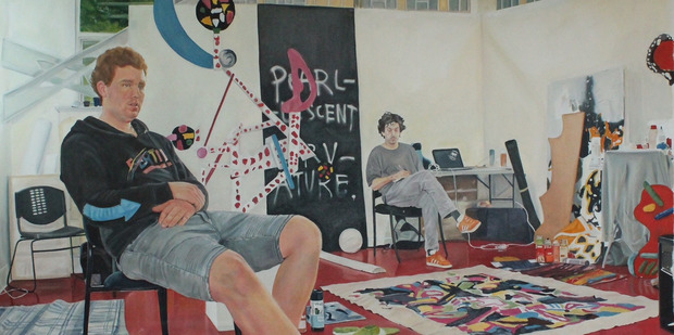 Logan Moffat's portrait of two former classmates has won him New Zealand's premier portrait painting award.