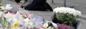 A mourner prays near the Linwood mosque in Christchurch. Photo / AP