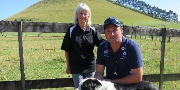 Shaun Haynes, with his dog Cam, and Nan Mackenzie.