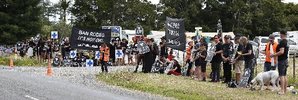 Protesters at the Mid Northern Rodeo in Whangarei.