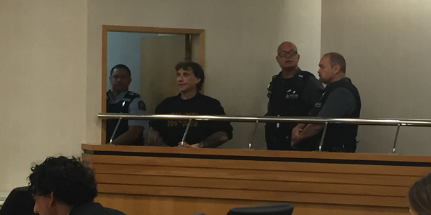 Jamie Pink in the dock in the Hamilton District Court today. Photo / Belinda Feek